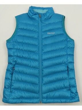 NWOT Marmot Goose Down 800 Fill Quilted Blue Womens Full Zip Vest Jacket M